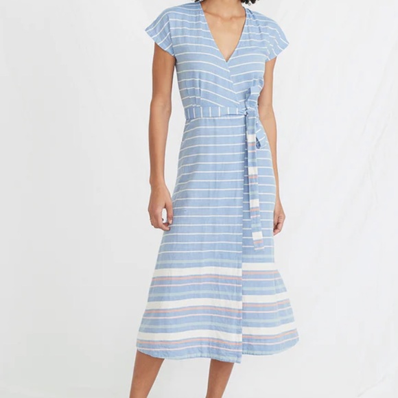 Marine Layer Dresses & Skirts - MARINE LAYER Maddie Wrap Dress in Blue/White Stripe Size XS Nautical Feminine